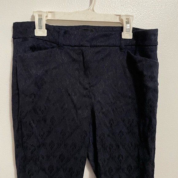 WHBM Slim Ankle Jacquard Pants | Size 2 | Textured Navy Trousers Workwear - Picture 1 of 5